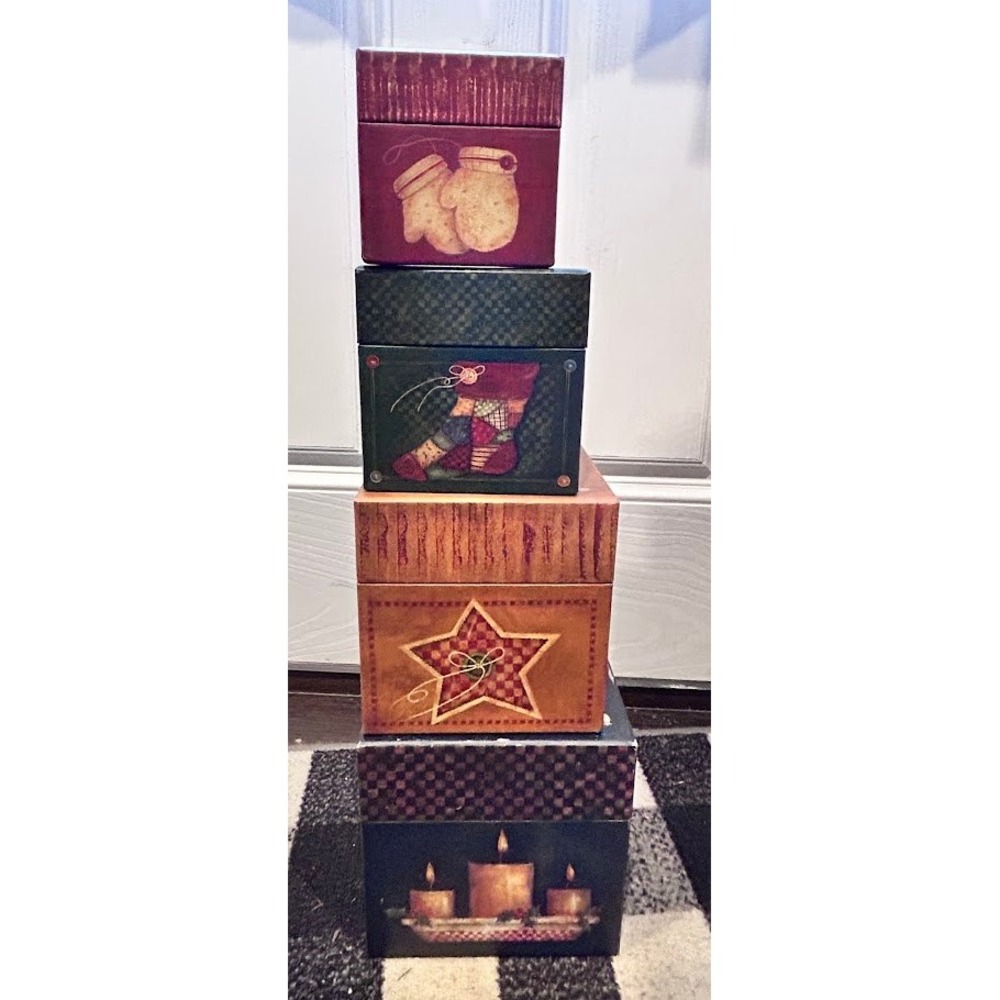 Vintage Bobs Boxes Winters Best Nesting Boxes Set of 4 Lang Lisa Kaus Snowman